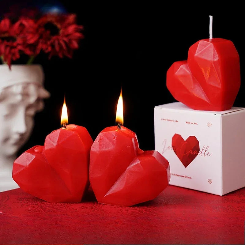 1/2/4pc 3D Heart-shaped Love Candles Valentine's Day Romantic Gift Handmade Aromatherapy Candle Wedding Home Decor Photo Prop
