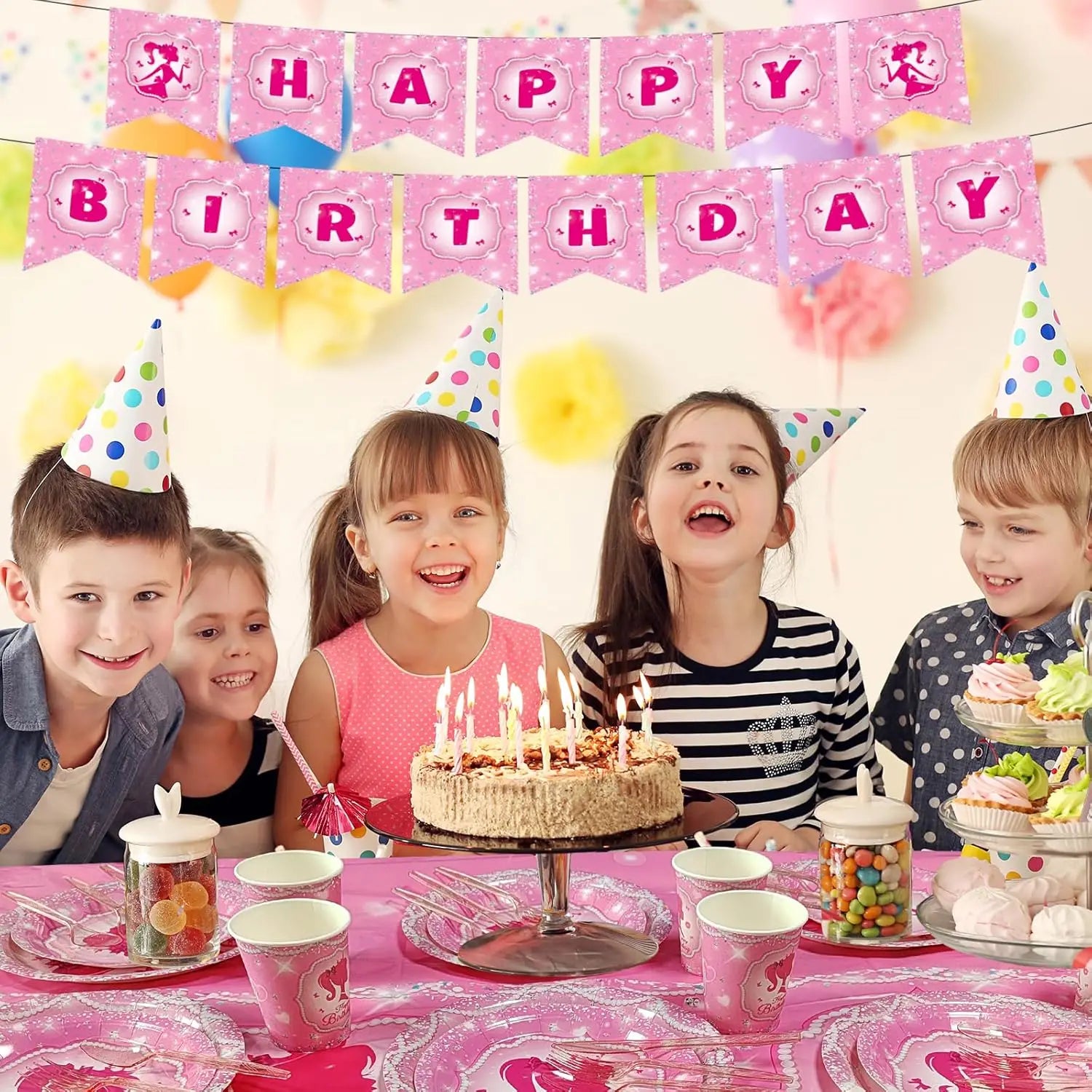 New Princess Birthday Party Decoration Tableware Pink Princess Theme Plates Cups Napkins Ballon Girl Birthday Party Supplies kit