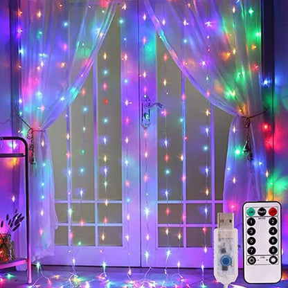 LED Silver Wire Curtain Light — USB Christmas String Light