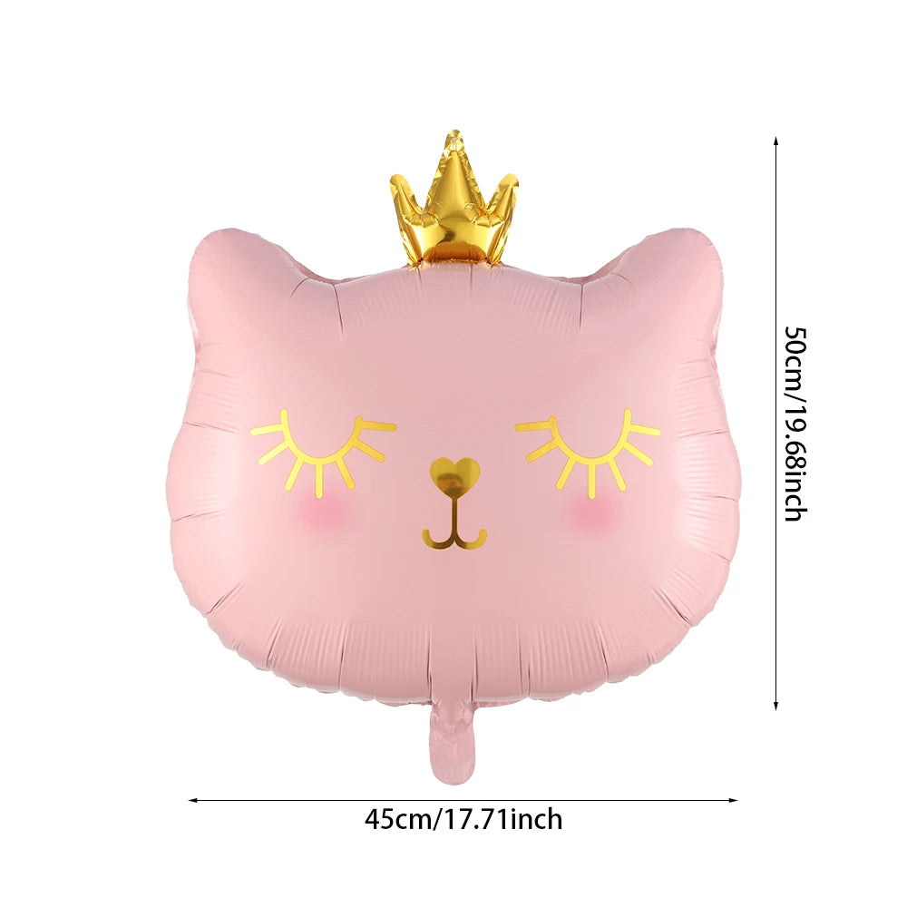 Princess Birthday Party Decor Pink Castle Carriage Crown Cat Birthday Cake Foil Balloon Girl Birthday Baby Shower Party Supplies