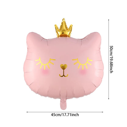 Princess Birthday Party Decor Pink Castle Carriage Crown Cat Birthday Cake Foil Balloon Girl Birthday Baby Shower Party Supplies