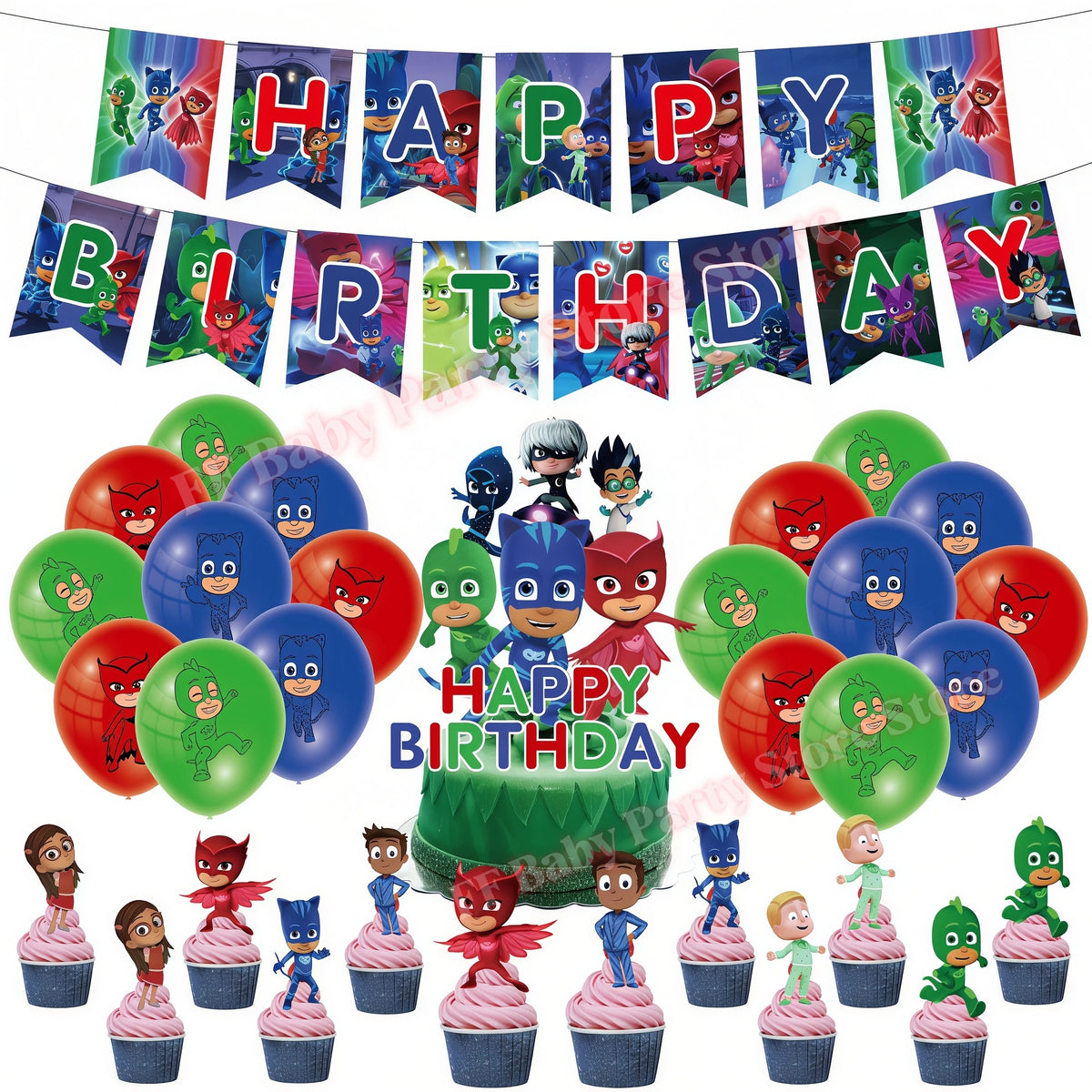 Super Hero PJed Mask Birthday Party Decoration Kids Boys Party Favors Plate Cup Balloon Banner Baby Shower Event Supplies Gifts