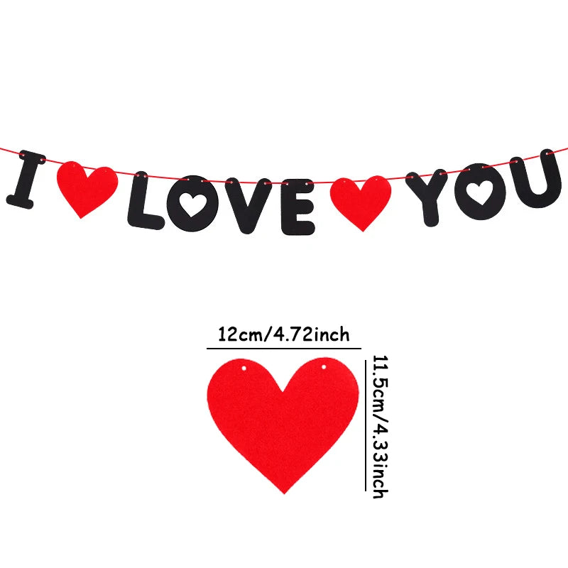 Red Pink Valentine's Day Love Heart Garlands Be My Valentine Banner Rose Love Happy Valentine Party Decoration for Home 2025