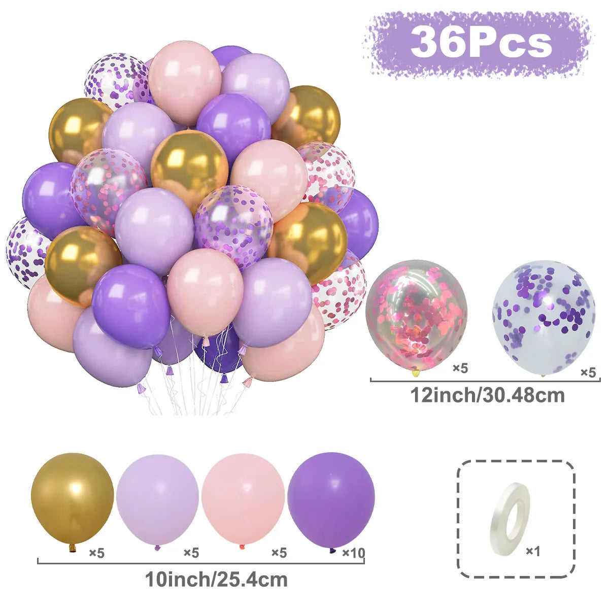 31/36/37/51/101Pcs Metallic Balloons Pearl Latex Balloon Gold Confetti Balloons for Birthday Weddings Baby Shower Party Decor