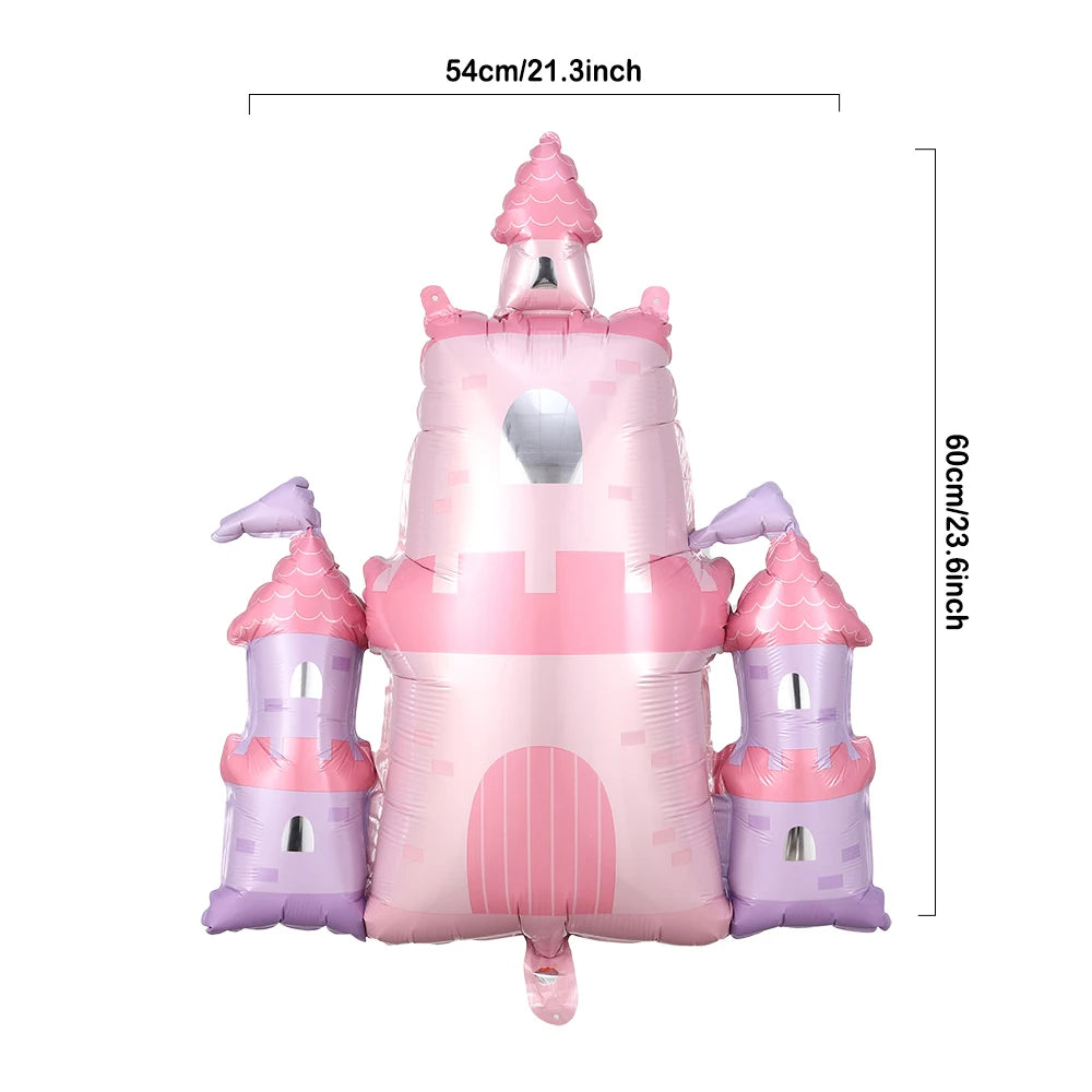 Princess Birthday Party Decor Pink Castle Carriage Crown Cat Birthday Cake Foil Balloon Girl Birthday Baby Shower Party Supplies