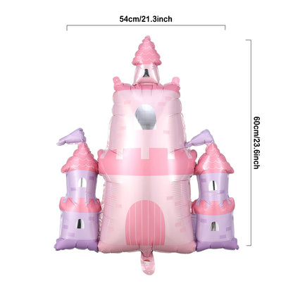 Princess Birthday Party Decor Pink Castle Carriage Crown Cat Birthday Cake Foil Balloon Girl Birthday Baby Shower Party Supplies