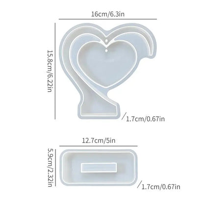 New Heart-shaped Photo Frame Pendulum Base Silicone Mold, DIY Crystal Epoxy Resin Mold, DIY Photo Frame Ornament.