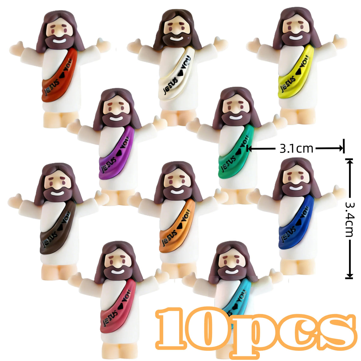 10/60pcs Mini Jesus Cartoon Statue Set