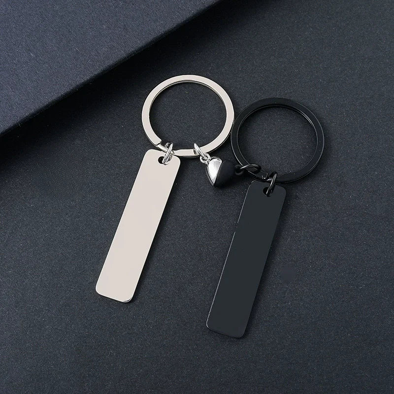 Stainless Steel Puzzle Keychain Blank For Engrave Metal Broken Keart Key Chain Couple Keychains Mirror polished 10pair