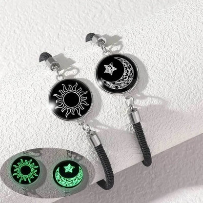 2 PCS/Set Stainless Steel Couples Bracelet For Women Lover Luminous Sun Moon Rope Charm Friendship Girlfriend Party Jewelry Gift