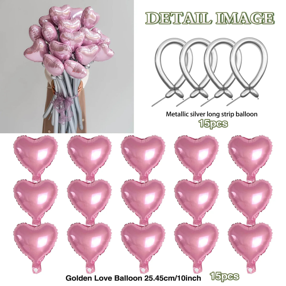 Love balloon bouquet set, red and green latex DIY long balloons forAnniversary, Wedding, Valentine's Day,birthday parties