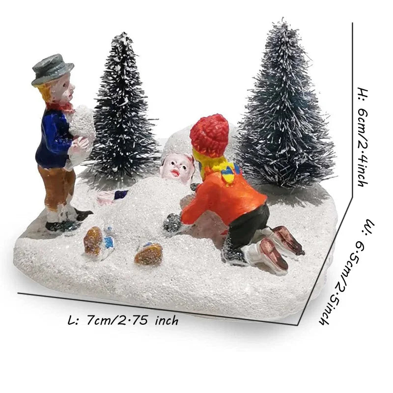 Kids Playing in the Snow — Christmas Village Figurine