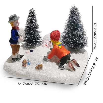 Kids Playing in the Snow — Christmas Village Figurine