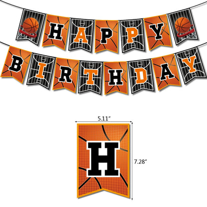 Basketball Theme Birthday Party Decorations Set Banner Balloons Cake Toppers Ribbons for Kids Boys Sports Party Supplies