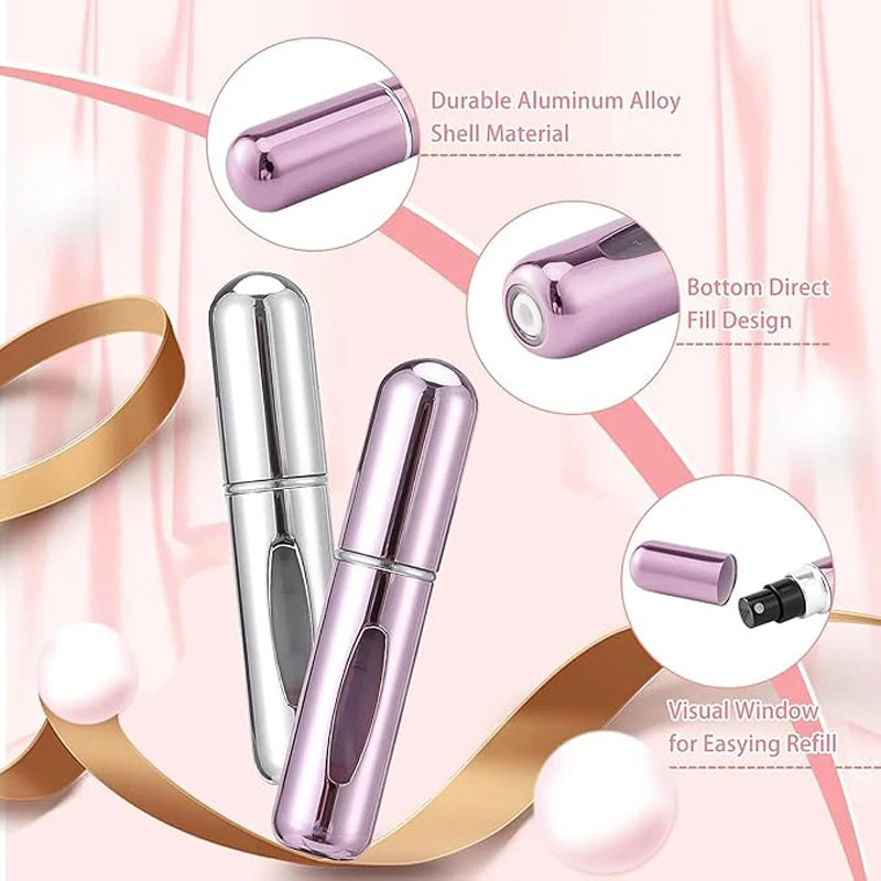 5Pcs 5ML Portable Mini Refillable Perfume Atomizer Bottle Refillable Spray Scent Pump Case Empty Container Tools