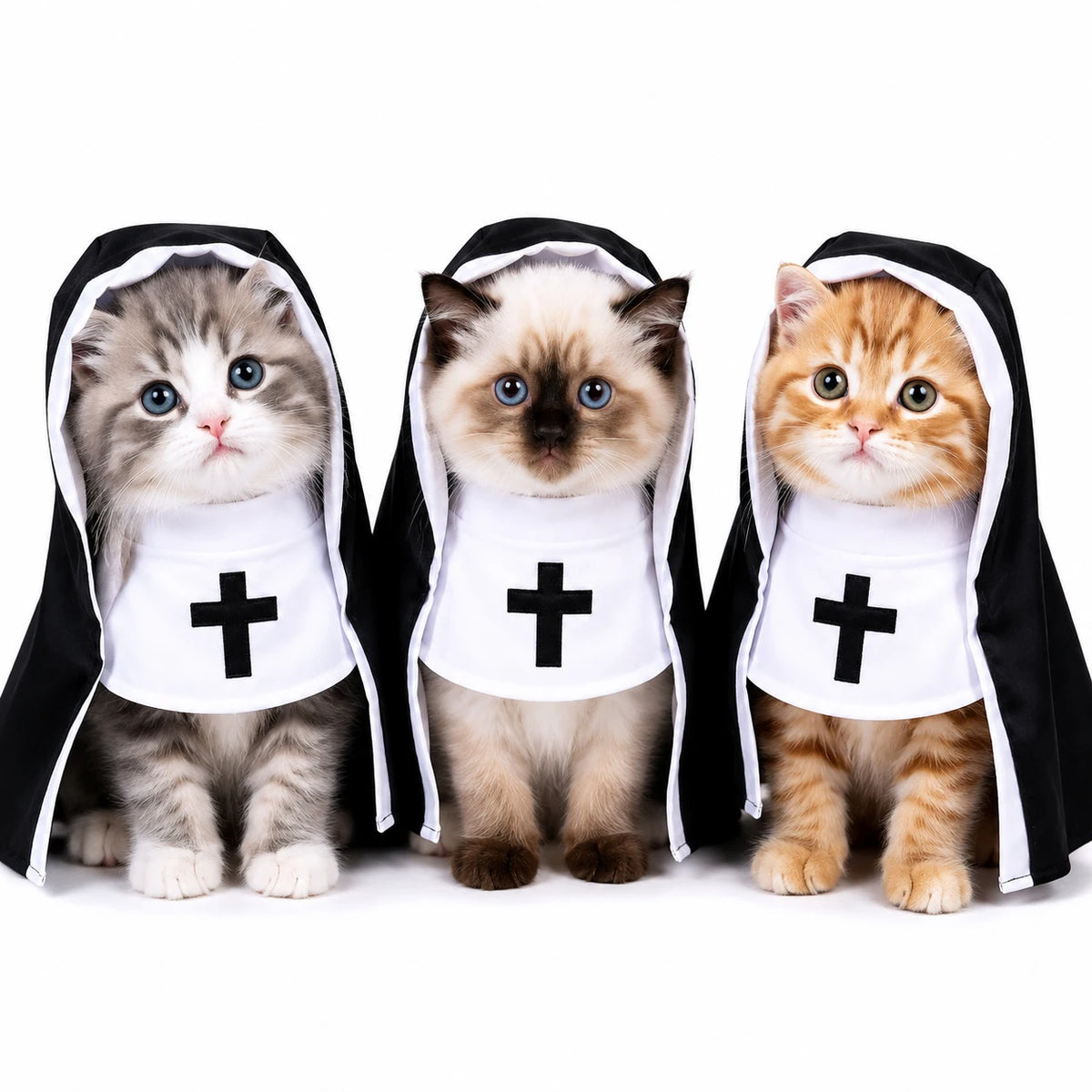 Pet Costume Halloween Clothes for Dog Cat Funny Nun Cape Black White
