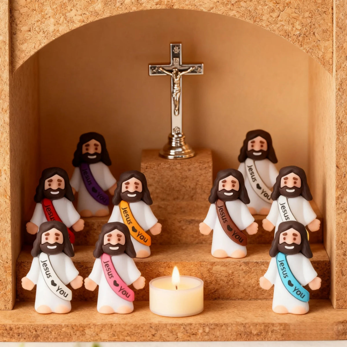 10/60pcs Mini Jesus Decorations Cartoon Statue Set for Holiday Party Scene Decor Festive Room Figurines Christmas Easter Gifts