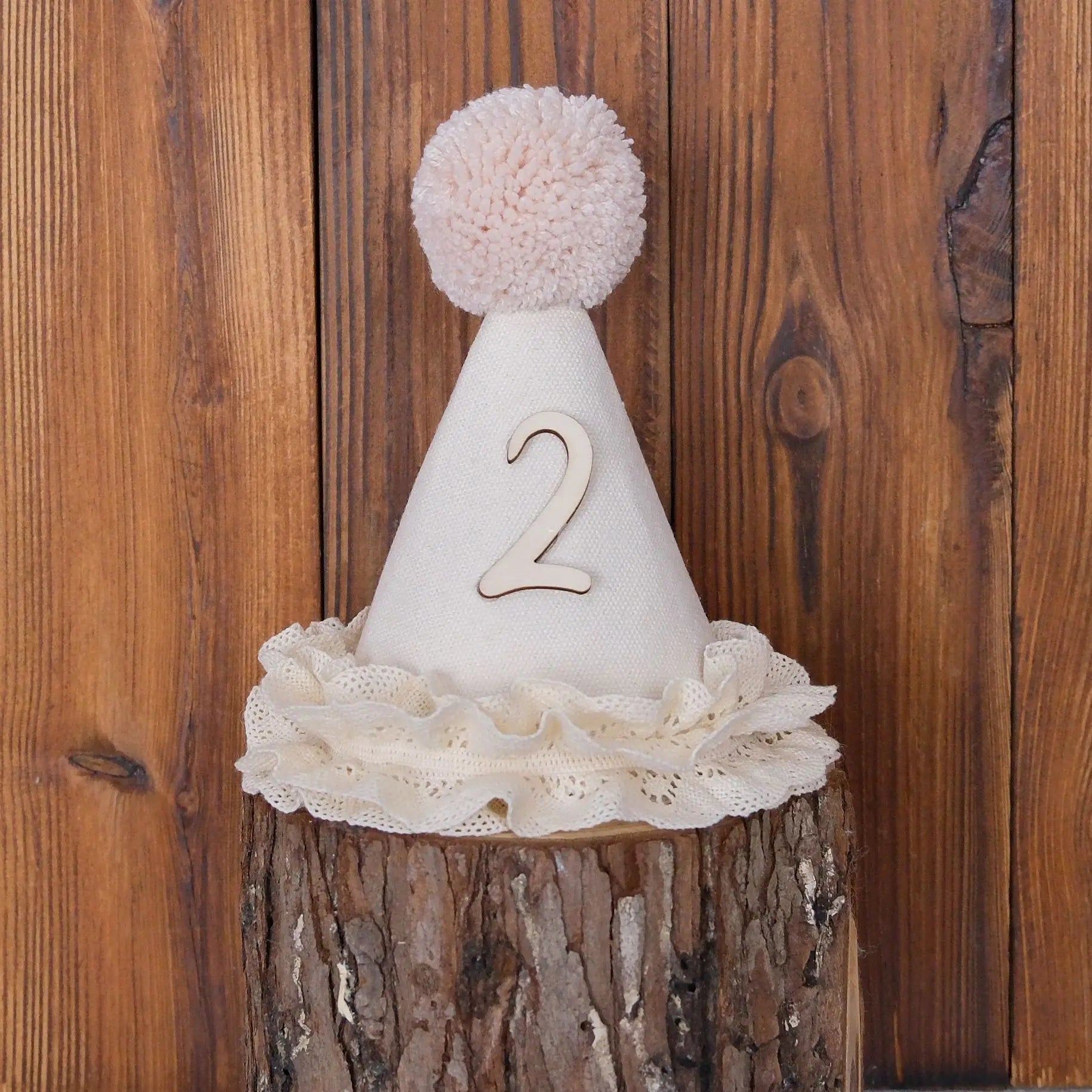 1 Birthday Hat – Neutral One Half Party Crown for Boys & Girls with Handcrafted Pom & Lace Ruffle Party Supplies
