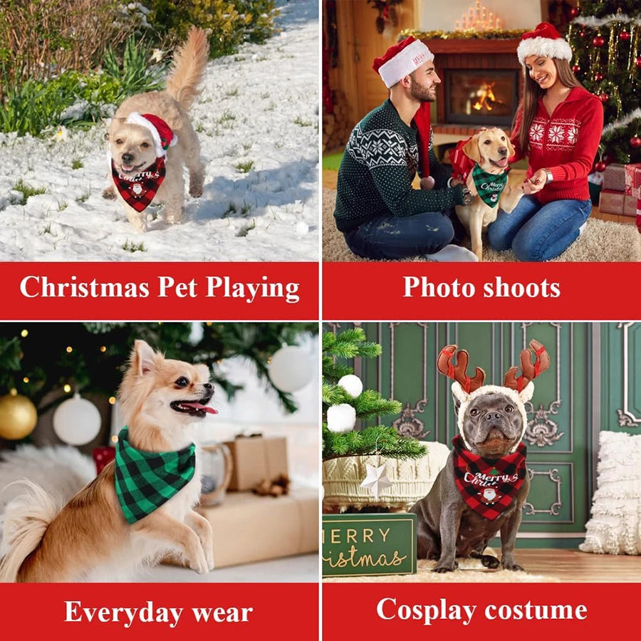1/2pc Christmas Pet Triangle Scarf Dog Bandanas Saliva Towel For Holiday Party Decor Adjustab Scarf For Small & Large Sized Dogs