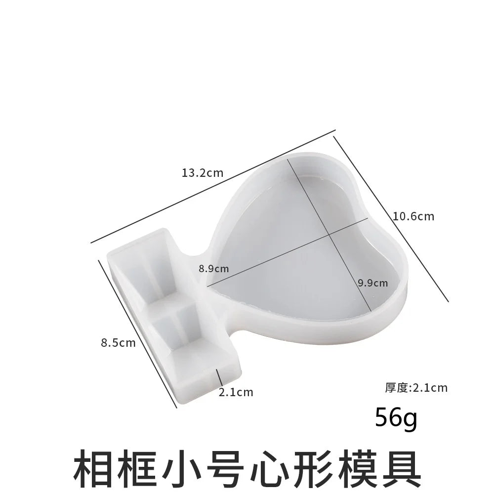 Crystal heart photo frame silicone mold, handmade DIY jewelry heart photo frame epoxy resin mold, mirror decoration tool