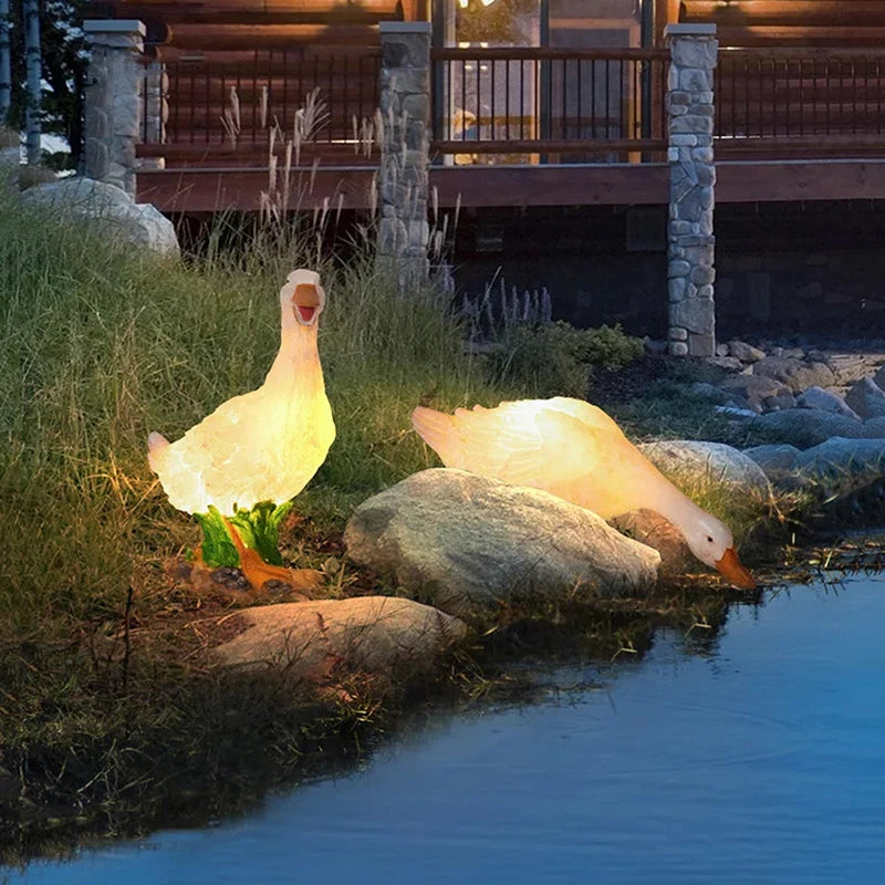 Creative Garden Courtyard Decoration Outdoor Farm Courtyard Lawn Light Flower Jar Decoration Simulation Animal Duck Glowing Duck