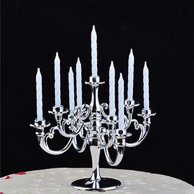 1Set Candles and Candlestick Birthday Party Cake Candle Holders Toppers Decor