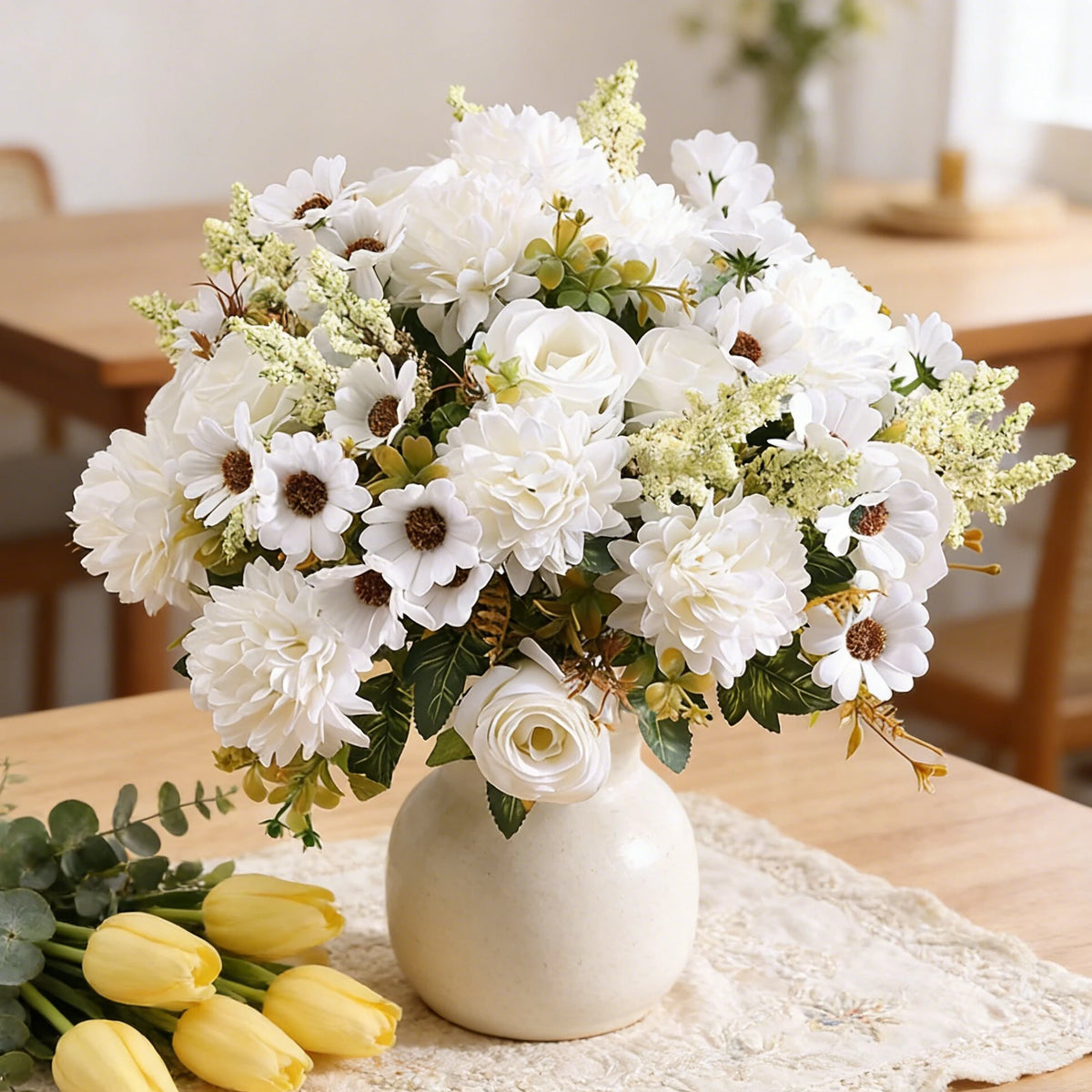 Artificial Flower Bride Bouquet Holding Rose Wreath Wedding Outdoor Garden Yard Decor Home Room Office Table DIY Gifts Accessory