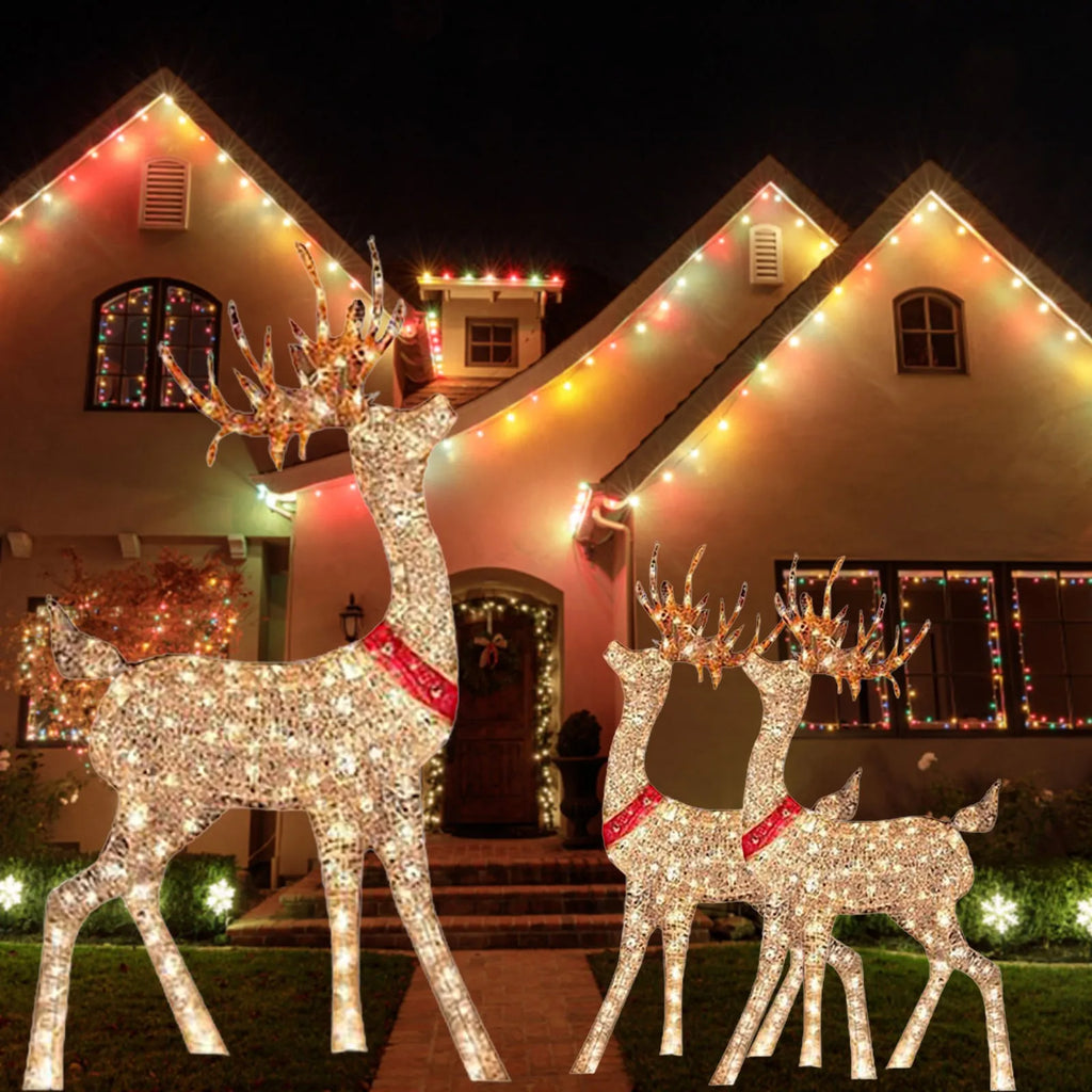 1pc Lighted Christmas Deer Stake Lighted Christmas Deer Stake Reindeer Christmas Pathway Lights Outdoor Yard And Garden