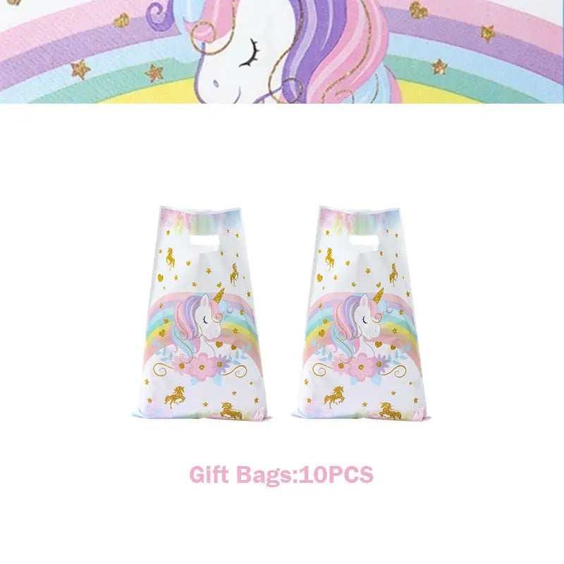 Unicorn Girls Birthday Decoration Party Supplies Unicorn Theme Tableware Set Cup Plate Balloon Banner Gift  for Kids Party Favor