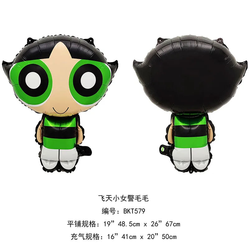 Cartoon Powerpuff Girls 1-9th Birthday Party Balloon Decoration Kit Number Foil Balloon Cake Topper Baby Shower Favors Globos