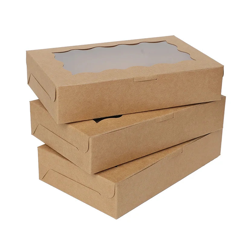 5-20pcs Gift Boxes With Window Birthday Party Chocolate Candy Cookie Gift Packaging Wedding Supplies Baby Shower Christmas Decor