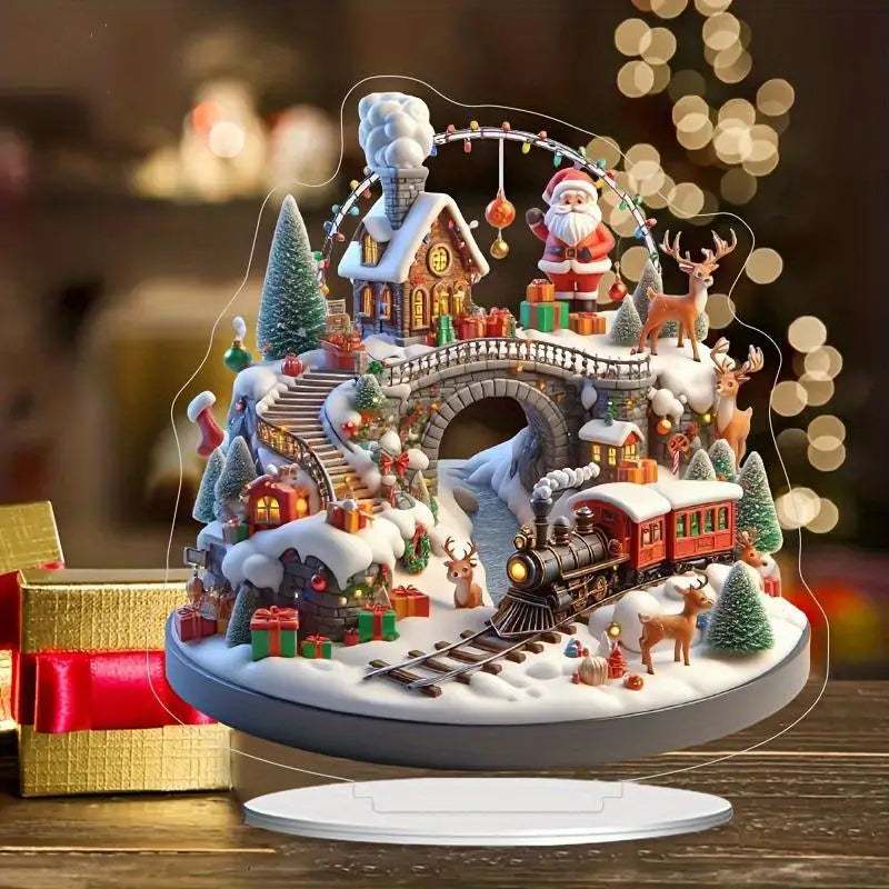 Santa Claus Tabletop Decoration With Base 2D Acrylic Christmas Ornaments 2026 Xmas Navidad Party Supplies
