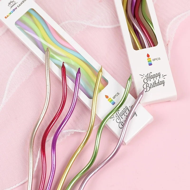 Birthday Cake Candles Smoke-Free Curved Cake Candles Curly Coil Candles Long For Birthday Cake Wedding Party Party Supplies