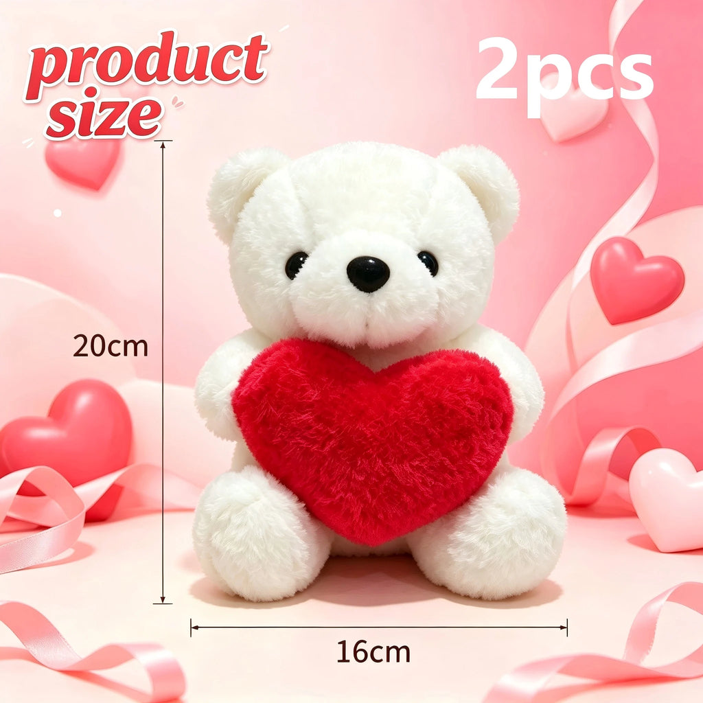 Teddy Bear With Heart Plush White Bear Holding Heart Gifts for Valentine's Day Wedding Giving Romantic Love Toys Gift