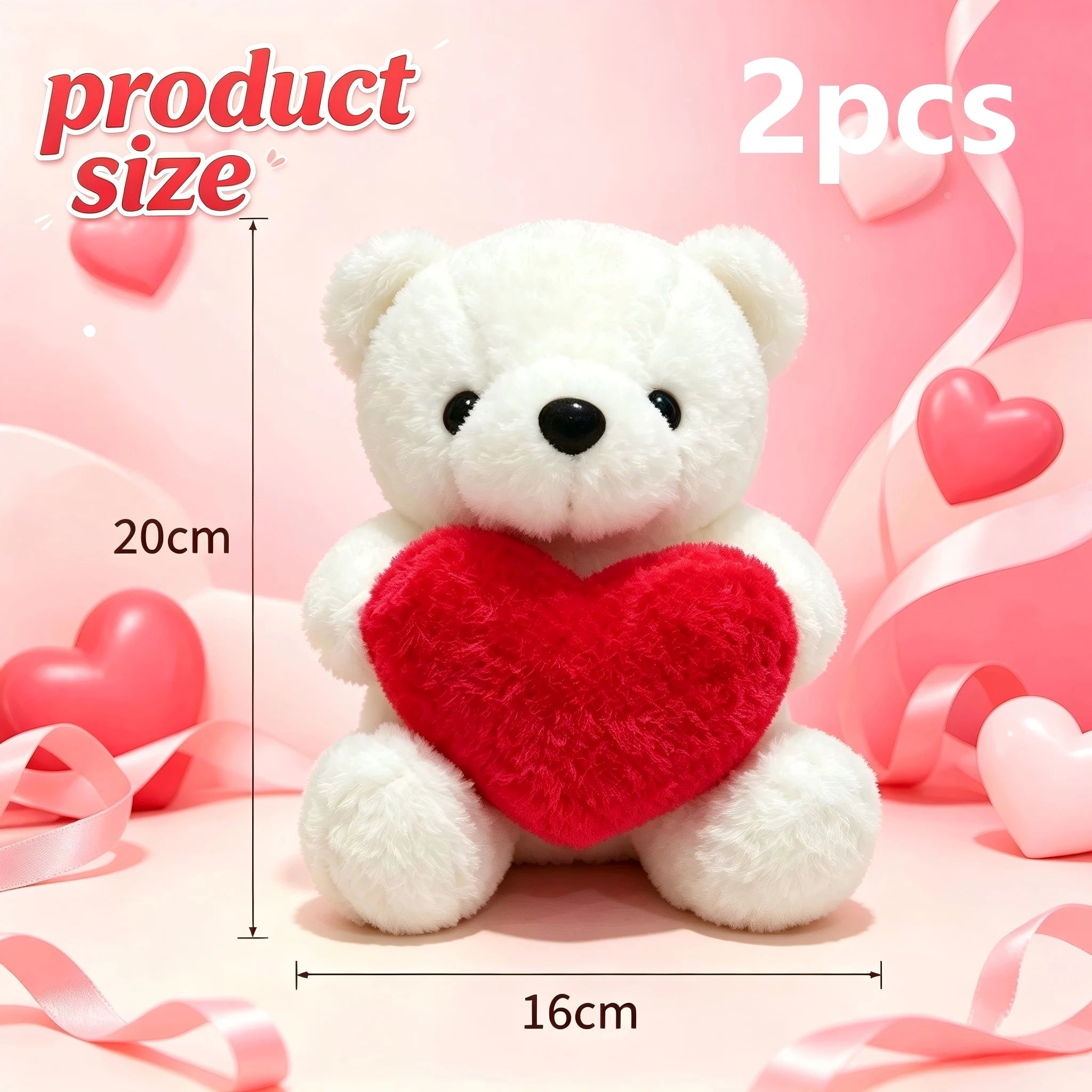Teddy Bear With Heart Plush White Bear Holding Heart Gifts for Valentine's Day Wedding Giving Romantic Love Toys Gift