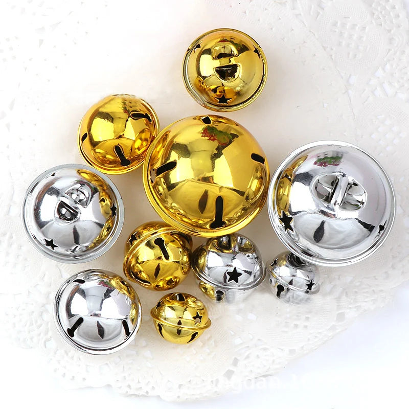 25/30/40mm Christmas Bells Crafts  Silver Gold Color Jingle Bells 10pcs Christmas Ornaments Cascabeles Manualidades