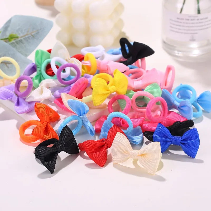 10/20/30/40pcs Cute Bow Elastic Non-slip Hair Ties | Suitable for All Occasions: Festive Photography, Fun Soft Hair Accessories