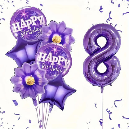 7PCS purple foil balloons featuring numbers perfect for birthday wedding and Christmas celebrations including numbers 0-9