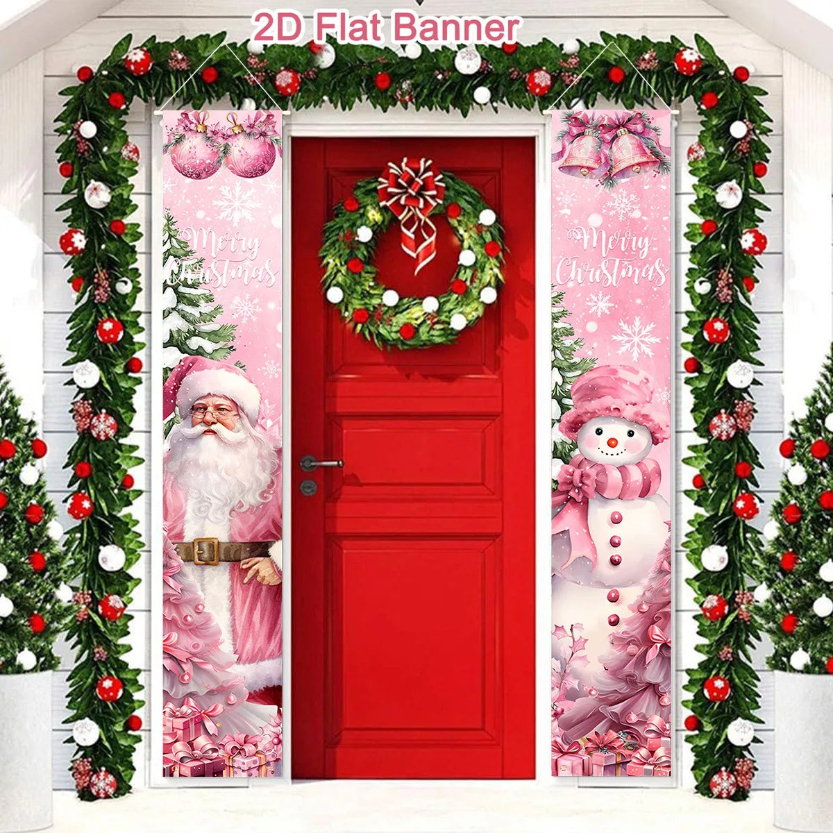 Merry Christmas Door Banner Decoration 2025 Christmas Decor for Home Xmas Hanging Ornaments Navidad Noel Gifts New Year 2026