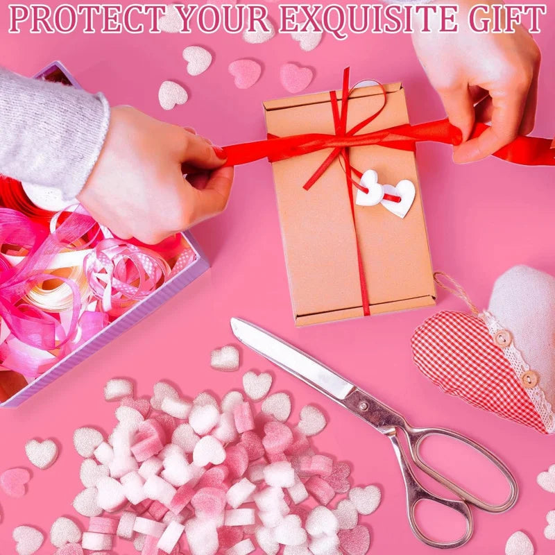100pcs Valentine Gift Box Filler Shreds Mini Heart Shaped Foam Beads Basket Filler for Crafts DIY Wrapping Decoration Supplies