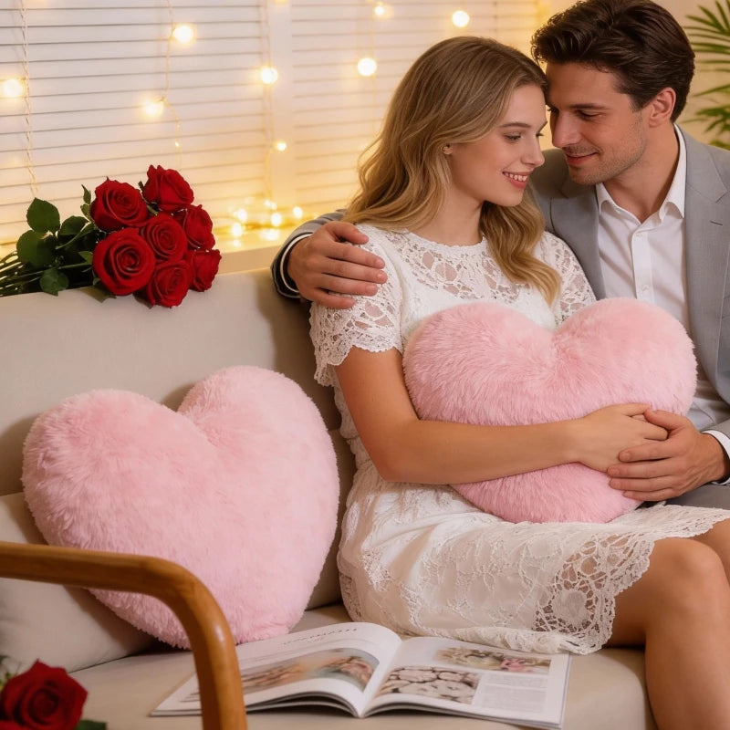Heart Shaped Cushion 30x40cm Soft Pink Pillow Perfect Gift for Valentines Day Anniversary Adds Sweet Comfort and Back Support