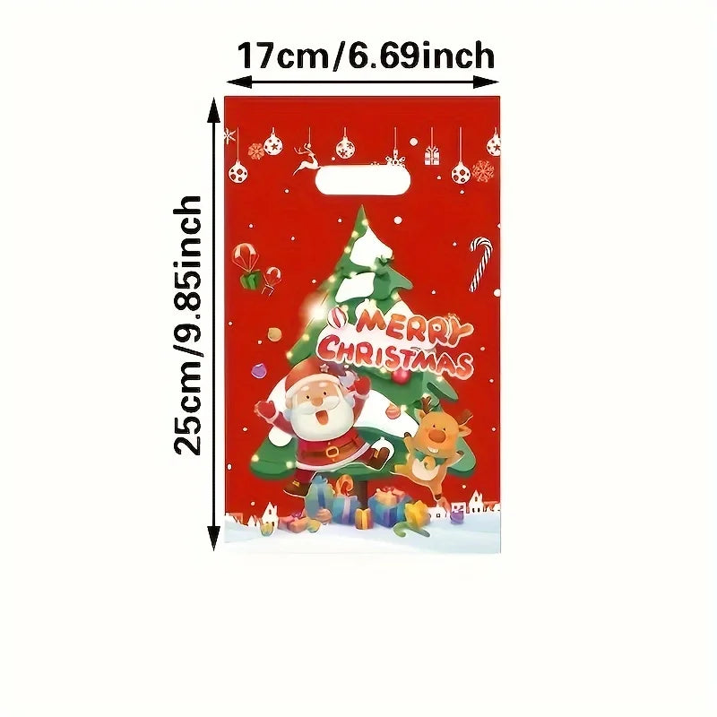 50-Pack Reusable Decorative Plastic Gift Bags For Christmas, Birthday, Business Events - Purpose Party Favor And Gift Wrapping