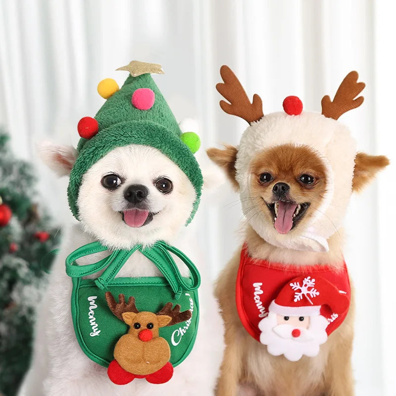 Pet Christmas Bib & Hat Set