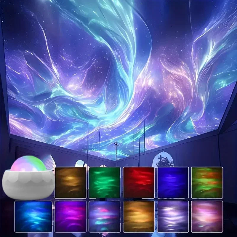 LED Aurora Galaxy Projector Night Light USB RGB 7-Mode 360° Rotating Starry Sky Light with Remote