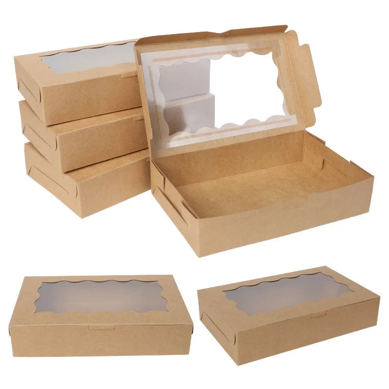 5-20pcs Gift Boxes With Window Birthday Party Chocolate Candy Cookie Gift Packaging Wedding Supplies Baby Shower Christmas Decor