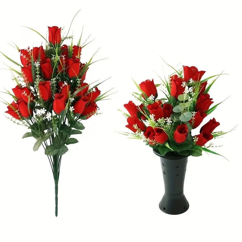 Artificial Rose Bouquet Featuring,for Weddings And As Beautiful Fake Flowers,Cemetery Decorations, Halloween Outdoor Displays