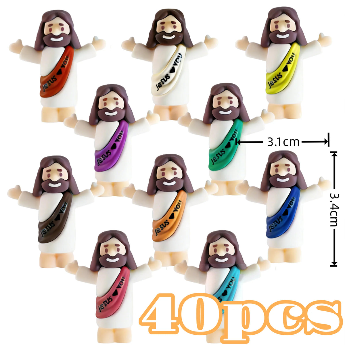 10/60pcs Mini Jesus Cartoon Statue Set