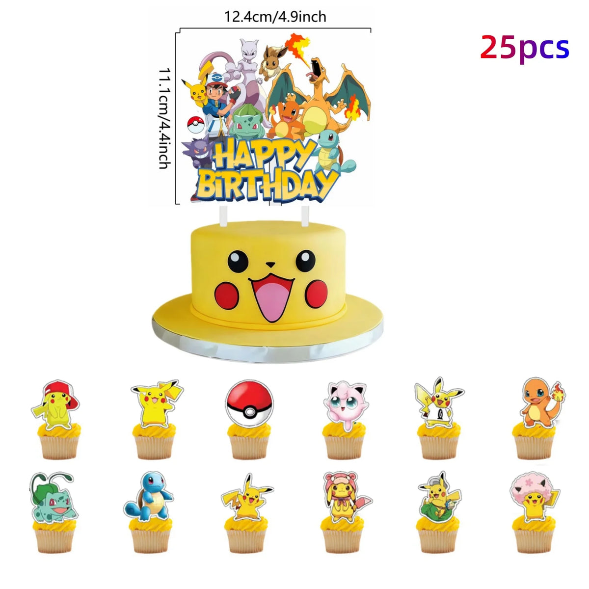 Topper Pokemon Cake Birthday Pokemon Decoration Cake Topper Pikachu Cupcake Topper Baby Shower Baking DIY Supplies Party Favors