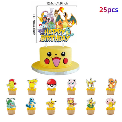 Topper Pokemon Cake Birthday Pokemon Decoration Cake Topper Pikachu Cupcake Topper Baby Shower Baking DIY Supplies Party Favors