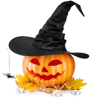 Witch Hat Black Folds Wizard Hats for Women Men